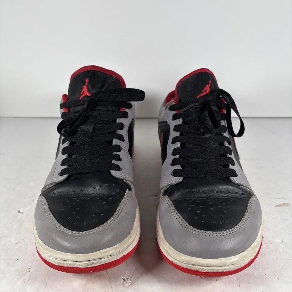 Size 8 Nike Air Jordan 1 Low Black Light Smoke Grey Gym Red‎ 553558-060